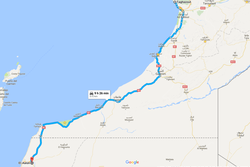 from taghazout to western sahara